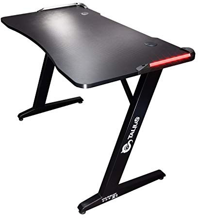 Talius Mesa Gaming Warship Ver.2021 Z1. Tablero con Acabados en Fibra de Carbono y Patas de Acero Ajustables. Controlador de iluminación LED RGB. Medidas 110x60