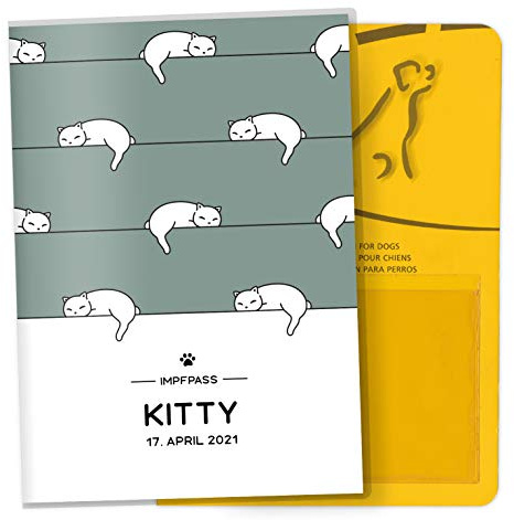 OLGS Impfpasshülle für Tiere Lovely Pets Schutzhülle für dem Impfpass Tierpass Hülle personalisierbar mit Namen (Cosy Cats, Impfpasshülle personalisiert)