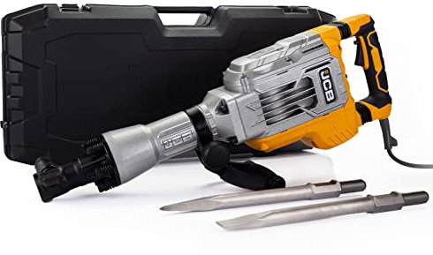 JCB 1700W Demolition Hammer Breaker in Case, Anti-Vibration & Multi-Position Side Handle, 1900bpm, 30mm Hex Chuck, Powerful 75j of Impact Force, 3 Year Warranty