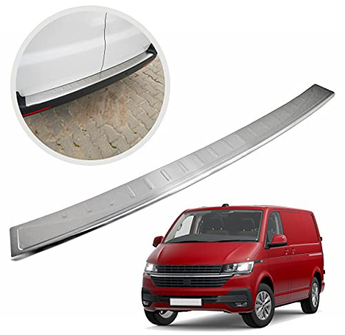 CHROMEMASTER Ladekantenschutz Stoßstangenschutz Kompatibel mit VW T6.1 2019-2021; Gebürsteter Edelstahl, Silber Matt; Unsere Lackschutzleiste Sichert den Heckstoßfänger vor Kratzern Und Beschädigung