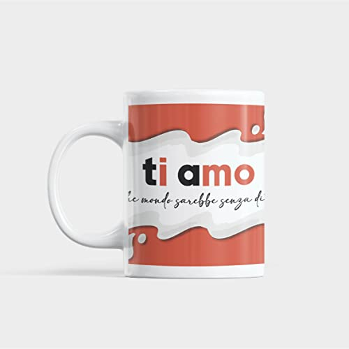 Gesar Tazza San Valentino - Ti Amo - Innamorati - Ottima Qualità - Regalo per Amore - Che Mondo Sarebbe Senza di Te - Natalizia - Idea Regalo Natale
