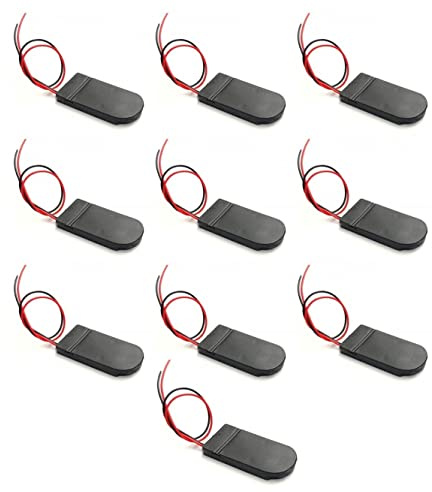 JZK 10 Stück 2X 3V CR2032 Knopfzellen Batteriehalter mit Draht, 2 Stück 3 V LIR2032 Kunststoff Batteriehalter mit Schalter EIN-/Ausschalter, CR2032 Batteriefach mit Kabel