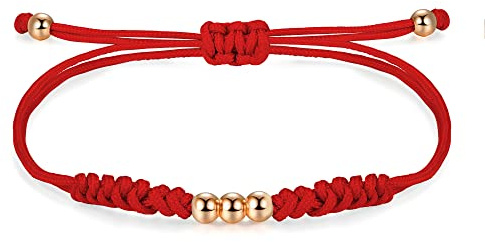 JENDEAR SHINE Geflochtenes Seil Armband für Damen, Handgefertigtes Armband mit Perlen und Knoten, Mädchen Geburtstag Freundschaft Glücksgeschenk Rot Schwarz Schmuck