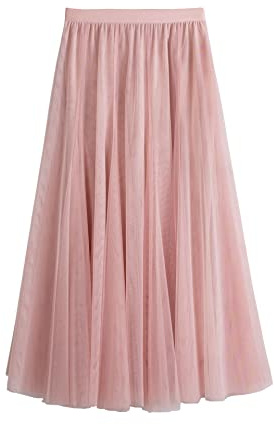 Kuukaas Gonna in tulle rosa da donna lunga – gonna estiva linea A maxi gonna plissettata gonna premaman estiva, Rosa #2, Taglia unica