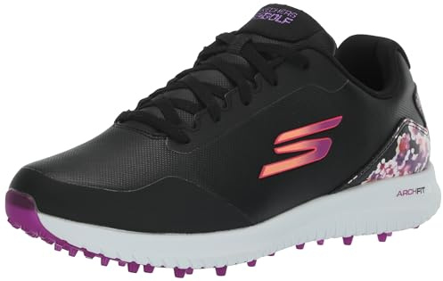 Skechers Go Golf Max Arch Fit Spikeless - Golfskor Dam, Svart blommig vattentät, 41 EU