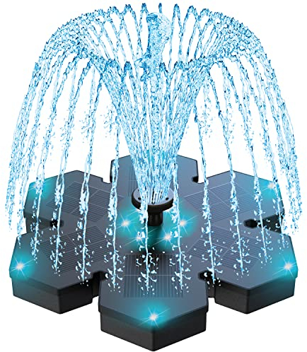 SZMP 2025 NEU Solar Springbrunnen für draussen,3.5W LED-Lichtern Solarbrunnen Teichpumpe mit 8 DIY Effekte,2000mAh Batterie,Solar schwimmender Fontäne Pumpe für Garten,Vogel-Bad,Teich,Fisch-Behälter