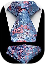 HISDERN Men's Wedding Tie Handkerchief Party Business Paisley Necktie & Pocket Square Set