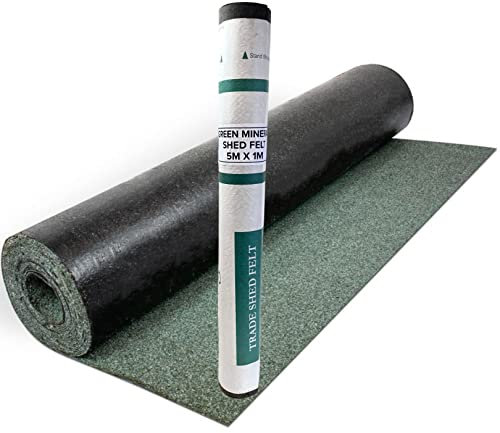 Standard Grade Shed Roof Felt Green Mineral 16.4 x 3.2ft (5m x 1m) - Durable, Long-Lasting Heavy-Duty Roofing Felt, Weatherproof Roof Covering for Summerhouses, Sheds, Kennels