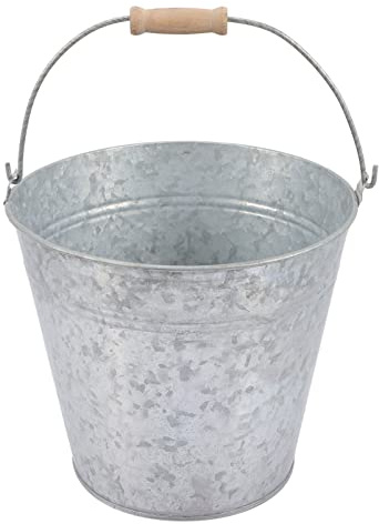 Beavorty Metal Buckets with Handle Iron Pail Galvanized Bucket Compost Bin Food Waste Container Decorative Farmhouse Bucket Ash Bucket for Succulent
