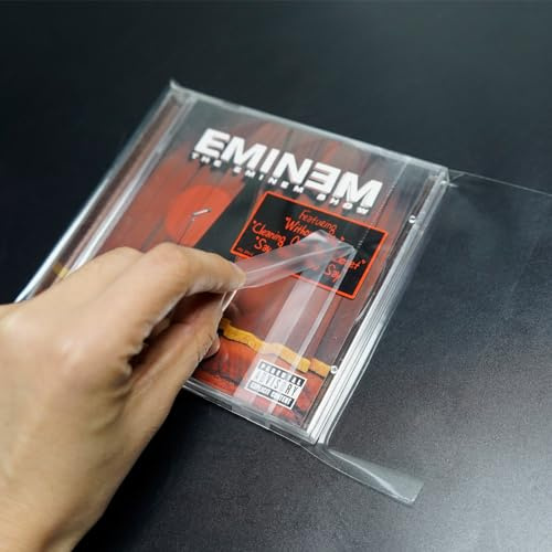 100PCS CD Outer Sleeves Plastic Sticky Protective Sleeves for DVD Storage