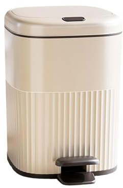F Fityle Cubo de Basura con Pedal, Cubo de Basura, Cubo de Basura Impermeable, Cubo de Basura para baño, contenedor de Basura para Entrada y Dormitorio, Blanco Gris 15L