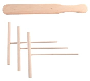 Pokinge Juego de 4 espátulas esparcidas para crepes de madera, herramienta de crepé, espátula de madera de haya, herramienta para hacer panqueques, utensilios de cocina para cocinar