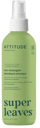 ATTITUDE Démêlant Sans Rincage pour Cheveux, Nourrit & Apaise les Cheveux, Extrait Huile d'Avocat & Feuilles d'Olivier, Soin Capillaire Végane, Produit Coiffant, Parfum Poire & Ambre, 240 mL