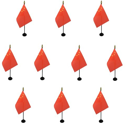 AZ FLAG Lot de 10 Drapeaux de Table Chine 15x10 cm Socle Plastique