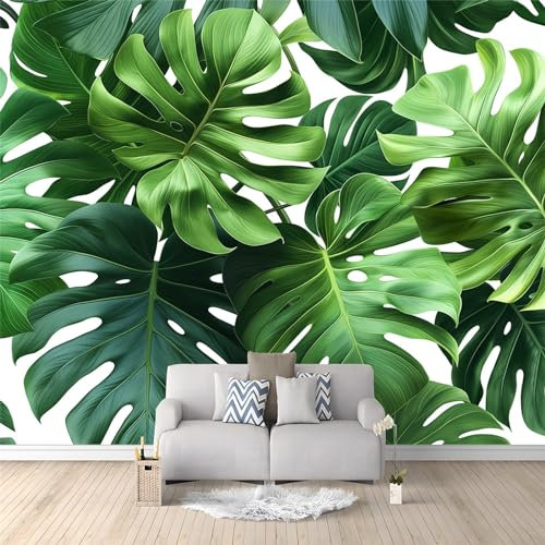 Pianta Foglie Di Palma Fotomurale - 150 x 105 cm Moda Fotomurali for Living Room, Bedroom, Office - Foglie Di Monstera Verde Acquerello Carta da Parati