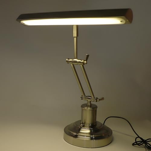 Cuifati Lámpara de Piano Retro, Luz de Piano Inclinada Ajustable Antigua Clásica, Protección Ocular con Atenuación Táctil, Diseño de Brazo de Lámpara Doble, Luz LED para Atril, (Enchufe