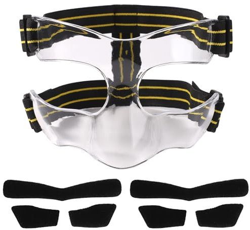 Mask for Broken Nose, 5.9x3.74in Broken Nose Face Guard Shield Yellow & Black Adjustable Nose Protector with Padding Sports Face Mask Nose Guard for Basketball Soccer Baseball (Half Cover)