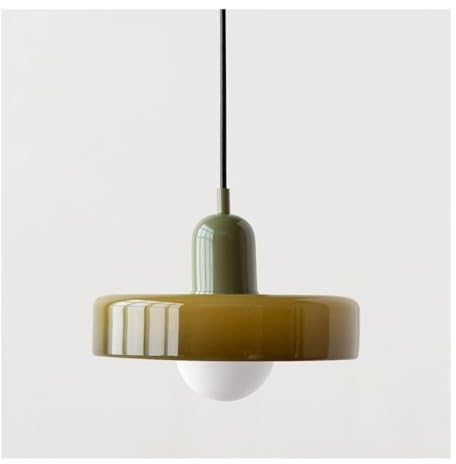 LUOYAOB Modern Pendelleuchte Farmhouse Grünes Glas Pendelleuchte Nordic Mid Century Modern Kronleuchter Vintage Esszimmer Hängelampe for Schlafzimmer Cafe Bar über Tisch Küche Insel Flur(Green+green)