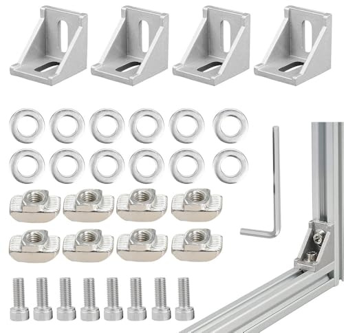 Zasvec Befestigungsmaterial Winkel 20 Stück, 20x20 Aluprofil Winkel Eckverbinder Wandhalter Winkelverbinder Befestigung Aluprofil Winkel aus Aluminium für Montageprofil, Stangenprofil, Nutprofil