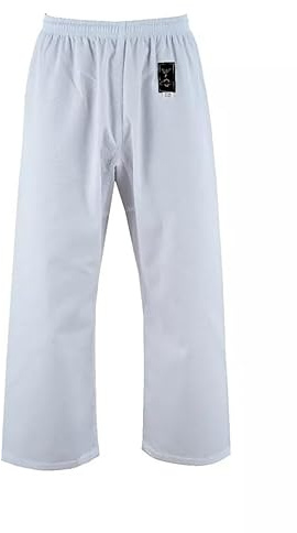 Fisticuffs Kids and Adult Student Karate Aikido Trousers GI Uniform Black/White (White, 120 cm)