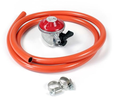 Wiltec Riduttore di Pressione Gas propano da 37 Bar, Tubo da 1,5 m, per bombole Gas UK
