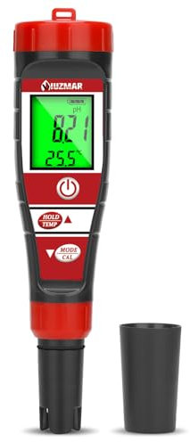 UIUZMAR pH Messgerät Wasser, pH EC Messgerät Grow für Hydrokultur, TDS pH Messgerät für Trinkwasser, Pool Wasserqualitätstester von 4 in 1 pH EC TDS Temperatur für Schwimmbecken, Whirlpool, Aquarium