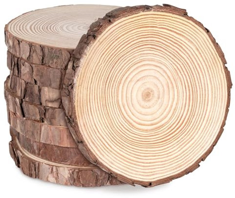 8 Stücke Holzscheiben ohne Loch, Holz Log Scheiben 16-17cm, Unbehandeltes Baumscheiben, Baumscheibe Groß, Natürliche Runde Holzkreise für DIY Basteln Hochzeit Weihnachten Dekoration
