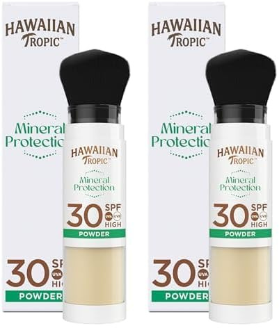 HAWAIIAN TROPIC - Mineral Mineral Powder Brush SPF 30 | Sun Protection Powder (Pack of 2)