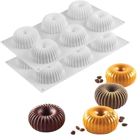 Melearch Stampo Ciambelline, 2 Stampi in Silicone per Ciambelle, Teglia per Bagel, Muffin, Dolci, utensile fai da te per panettieri - Adatto a forno e lavastoviglie