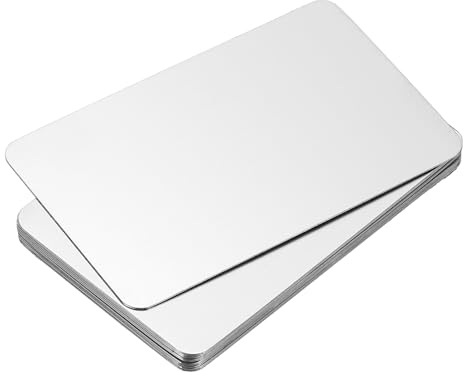PATIKIL 0.3mm Tarjetas de Visita de Acero Inoxidable, Paquete de 12 Tarjetas en Blanco para Grabado laser de Tarjetas de Regalo DIY, Color Plata