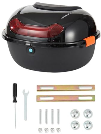 Qianly Motorrad Top Box mit Schließschnalle Und Zwei Schlüssel Zum Sicheren Speicher, Schwarz