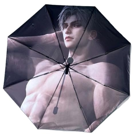 CKHOF Qin che Love and Deepspace - Ombrello automatico Rafayel Xavier Zayne Cartoon con anti-UV, design compatto da viaggio (Game Merch) (Qin Che: Ombrello anti-tempesta)