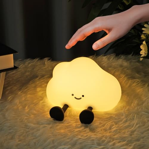 Ainiv Süße Silikon Wolken Nachtlampe, Dimmbares LED Touch-Licht | Wiederaufladbare Nachttischlampe mit USB, Quetschbare Lampe für Kinderzimmer, Dekoration und Geschenke