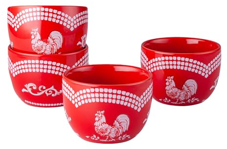 Temp-Tations Lot de 4 ramequins à dessert pour crème brûlée - Passe au four - 236,8 g - Rouge