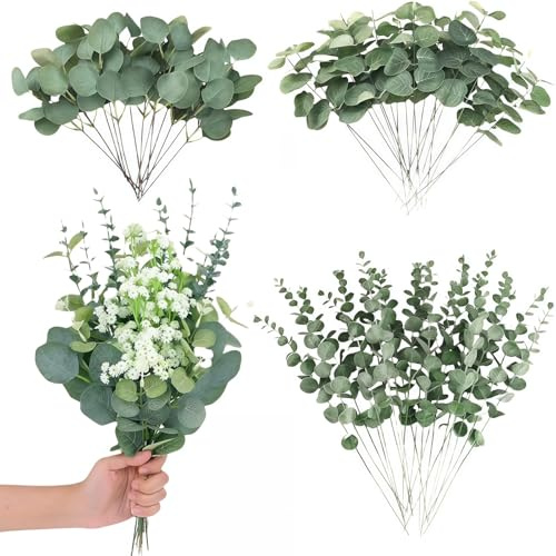 Nucalt Eucalipto Artificiale 30 Pezzi Eucalipto Rami Decorativi Foglie di Artificiali Rami di Seta Sintetica, Foglie Verdi per Matrimoni, Feste, Decorazioni per la Casa