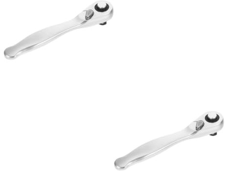 NUOBESTY 2 Pezzi Chiave a bussola a cricchetto utensili chiave inglese inossidabile chiave a cricchetto regolabile metrico strumento di riparazione cricchetto a presa Acciaio 50# Argento