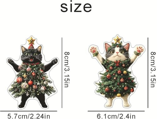 Black of Friday Cat Christmas Ornament, Xmas Tree Decorations 2D Acrylic Hanging Ornaments, Cute Black White Cats Hanging Ornaments, Wearing Christmas Trees Dress Cat Ornament (Mix*2pcs)