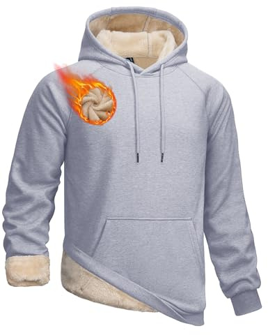 TACVASEN Men's Sherpa Hoodie Fleece Lined Sweatshirt Winter Warm Jumpers Cotton Hood with Kangaroo Pocket