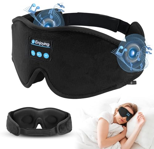 Schlafmaske mit Kopfhörern, Kopfhörer Stirnband mit Bluetooth 5.4, Stirnband Kopfhörer Bluetooth Für Seitenschläfer Herren/Frauen, Nickerchen und zur Linderung von Schlaflosigkeit, Schwarz