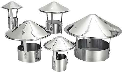 Chimney Cover Cap Stainless Steel Chimneys Cowl Roof Rain Chimney Covers, Chimney Flue Cover for Outside Top Exhaust Adjustable 100/130/150mm for Exhaust Systems Flue Protection(5.5in(140mm))