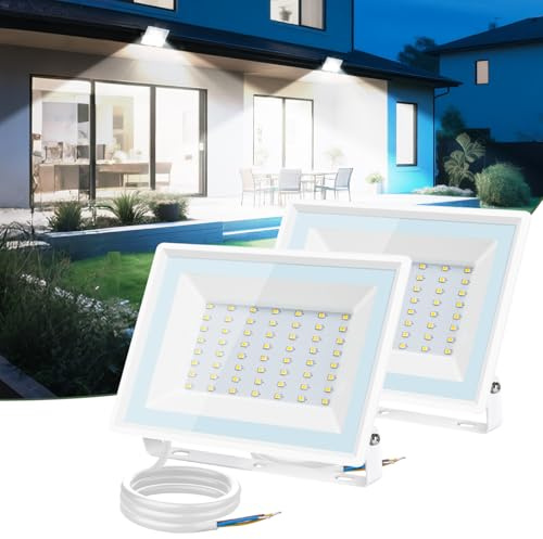 Aigostar - 50W LED-utomhusstrålkastare, 4300lm LED-strålkastare, IP65 vattentät säkerhetslampa, 6500K utomhusbelysning, för trädgård, uteplats, garage, 2-pack