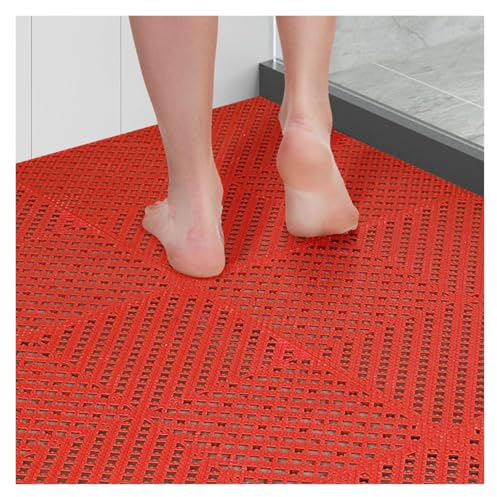 Dalle Pvc Garage Carrelage Emboîtable et Antidérapant Résistant L'usure Caillebotis Douche Cages D'escalier Stations Lavage Automobile(12pieces)