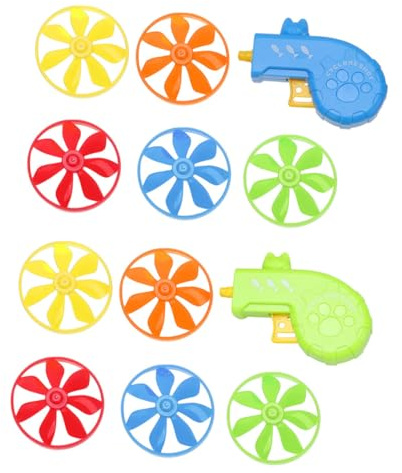 VALICLUD Lot de 2 Sets de Lanceurs de Disques Volants pour Chats Jouets Interactifs D’Exercice Plastique Solide Adaptés pour Intérieur et Extérieur Jouets D’Éveil Couleur Aléatoire