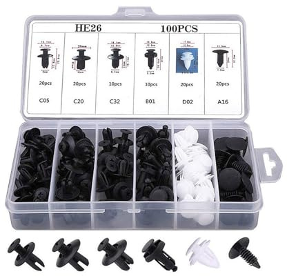 HDBAFCSV Clip di fissaggio in plastica for auto varie dimensioni, rivetti a pressione for parafanghi, pannelli rivestimento delle portiere, strumenti for paraurti automobili(100 Pcs)
