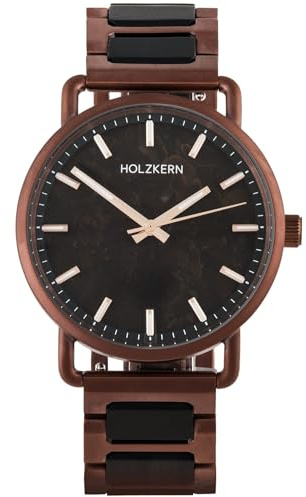 HOLZKERN Armbanduhr Quarz Espressino Kaffee/Ahorn 9010631022532 | Unisex-Uhr für Frauen und Männer Edelstahl/Holz