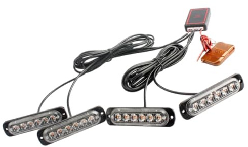 Riloer Luz estroboscópica luces intermitentes 4 en 1 24 LED lámpara de emergencia para tablero con control remoto compatible con autos camiones ATV todoterreno color ámbar