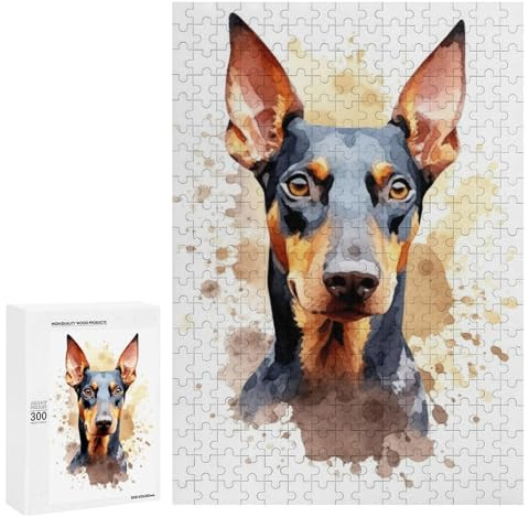 300 PCS Rätsel Für Erwachsene Watercolor Doberman Rätsel Für Erwachsene: Denksportaufgaben, Lustige Und Humorvolle Geschenke Für Freunde Und Familie 300 PCS