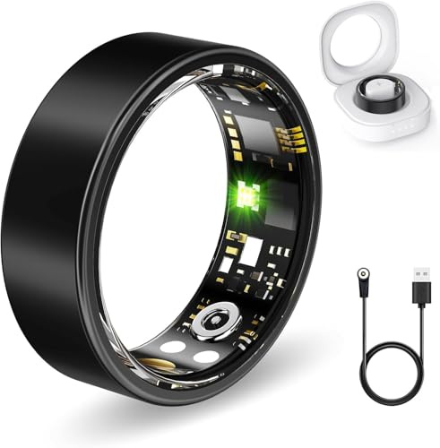 LP68 - Anello fitness per donne e uomini, con frequenza cardiaca, ossigeno nel sangue, HRV, stress, monitoraggio del sonno, contapassi, senza costi di abbonamento, lP68, impermeabile, per iPhone e