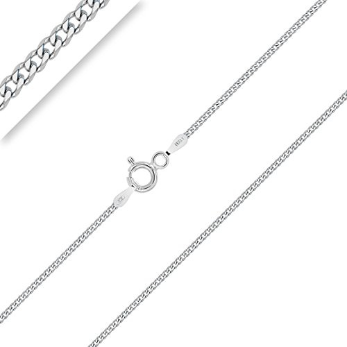 PLANETYS – 925 sterlingsilver rodium efterbehandling diamantslipat pansarkedja halsband 1,2 mm bredd längder: 16, 18, 20, 22, 24, 26, 28 tum, Sterlingsilver, Diamant