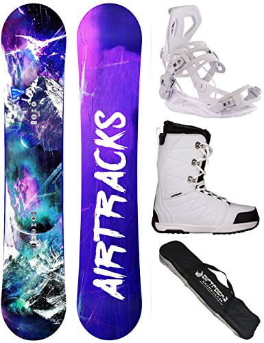Airtracks Damen Snowboard-Set Freestyle Freeride High M Carbon Lady Rocker 140 + Snowboard Bindung Master + Snowboardboots Star W 38 + Sb Bag